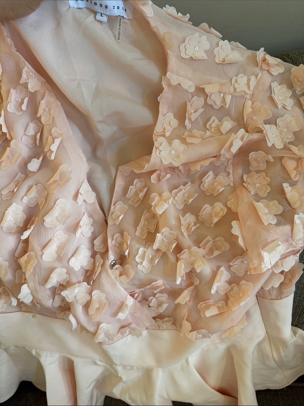 Endless Rose Blush Pink Floral Appliqué Robe